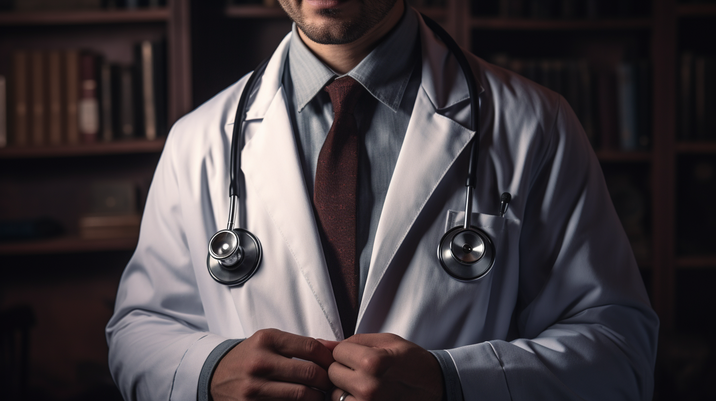 Doctor with stethoscope on patient's chest