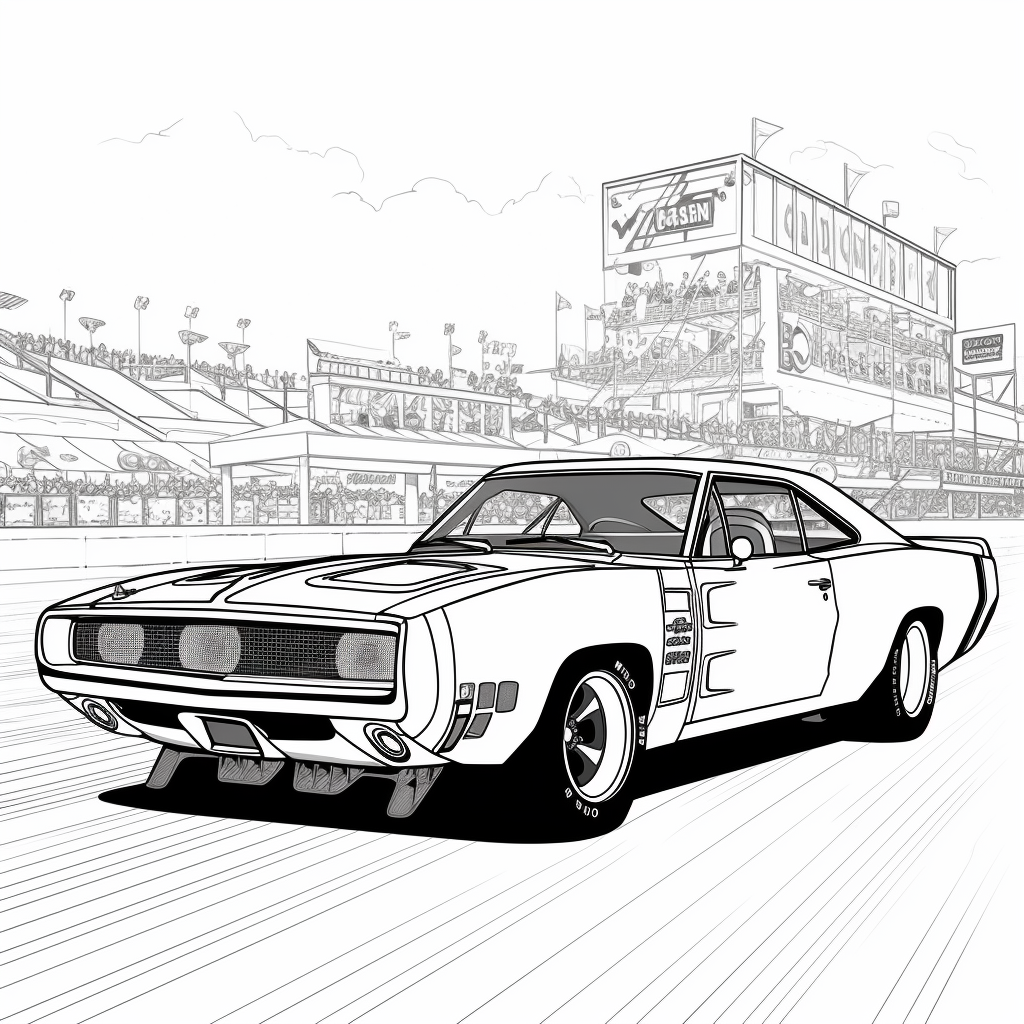 Black-line Coloring Page of Dodge Charger Daytona