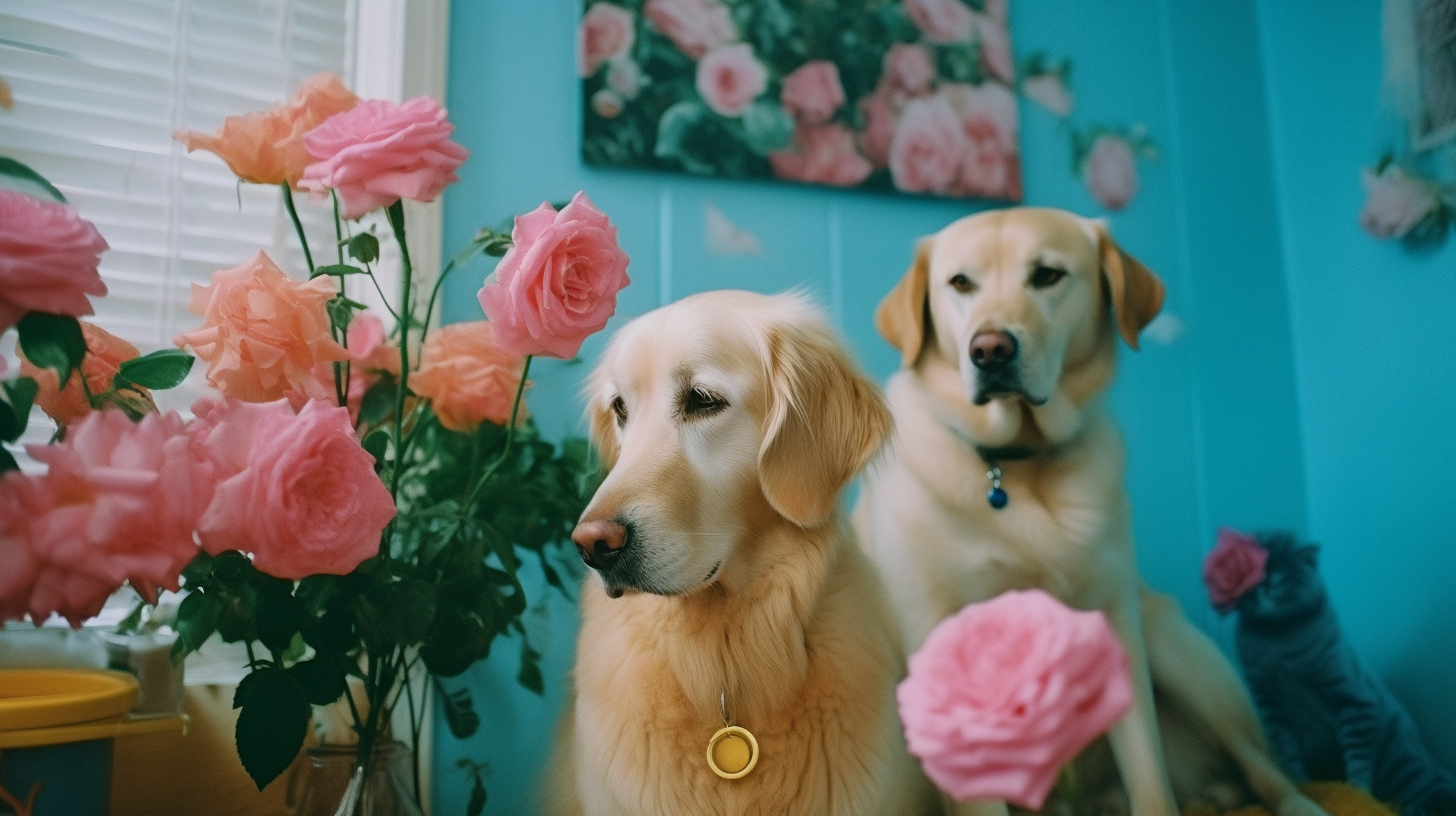 Happy dog and cat in cute daycare