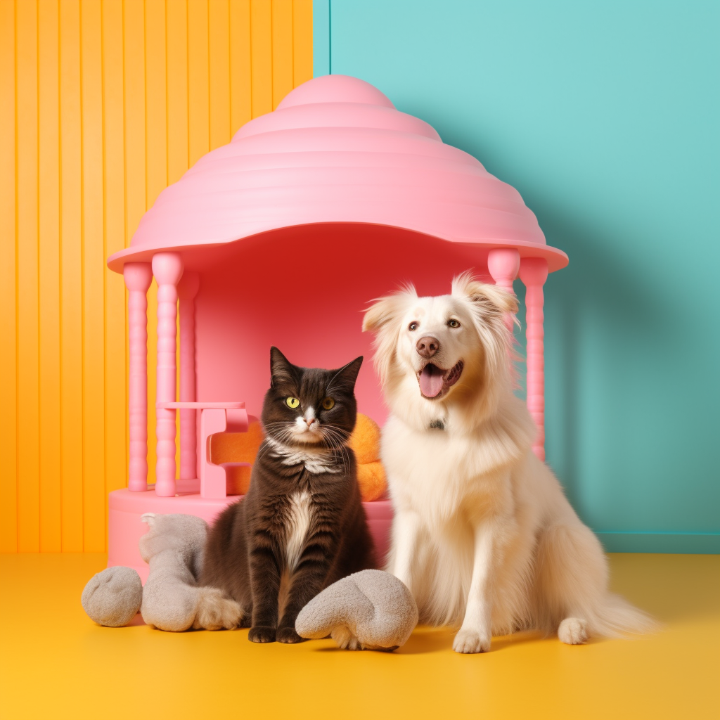 Cute dog and cat in daycare