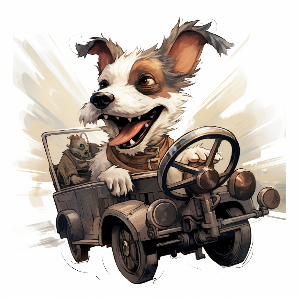 Dog driving a modern vehicle illustration