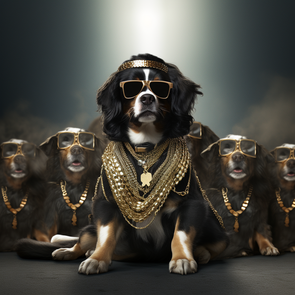 Dog with Elvis Presley Style and 3D Effect