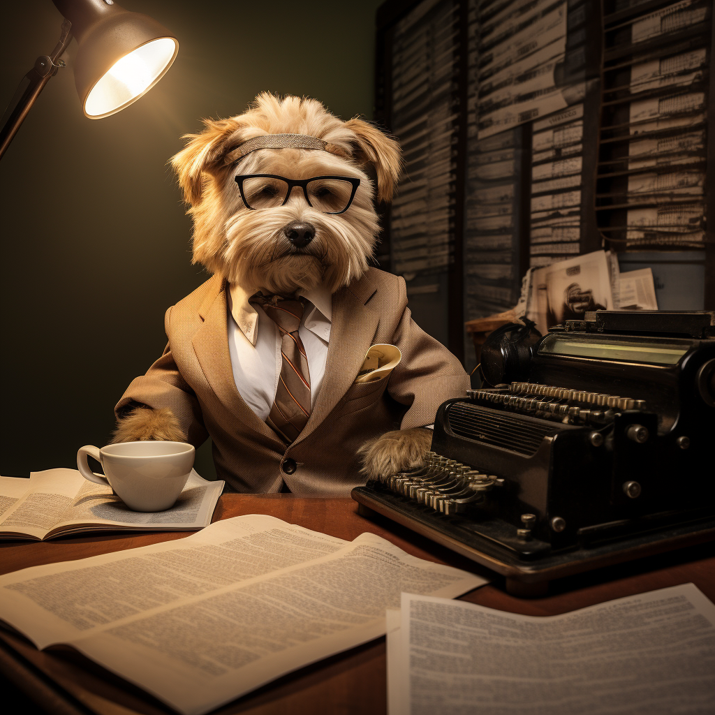 Dog Mascot Costume Adult at Vintage Desk