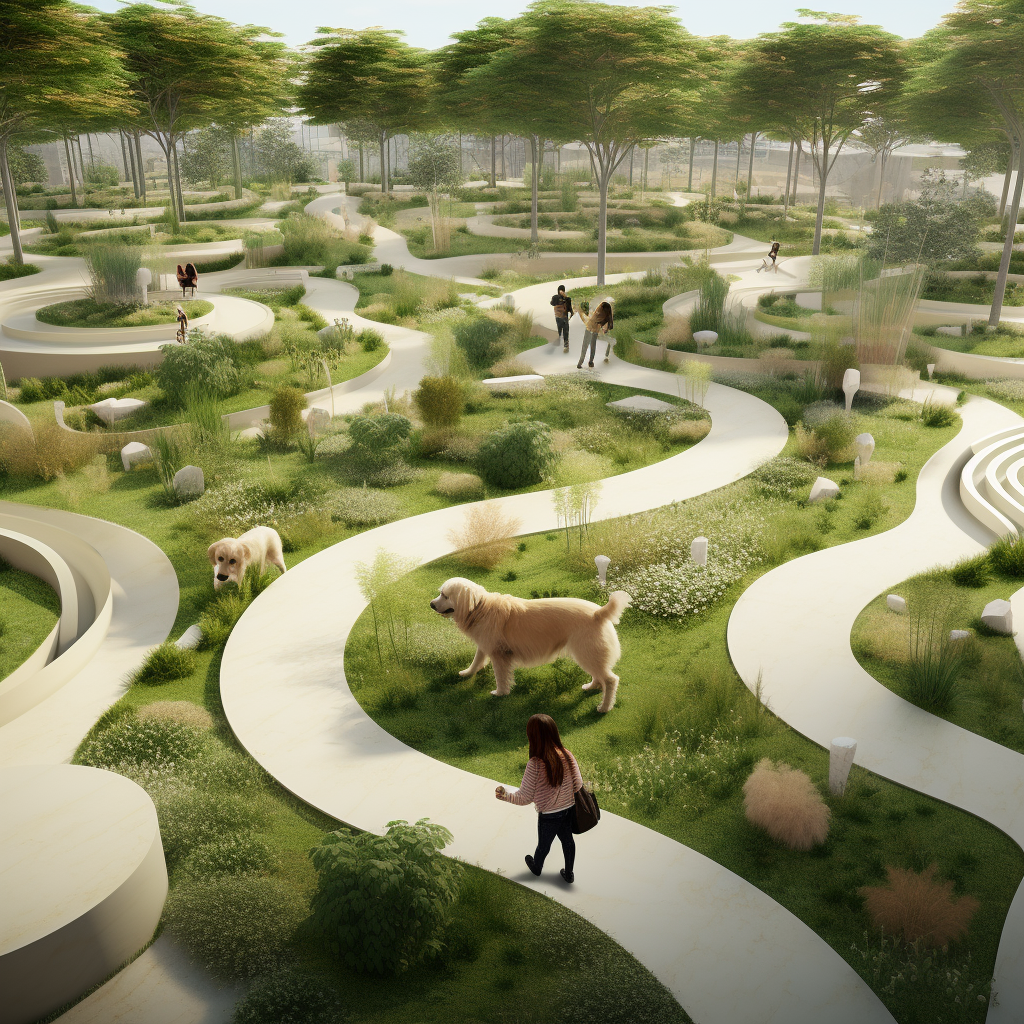 Healing dog park with green design