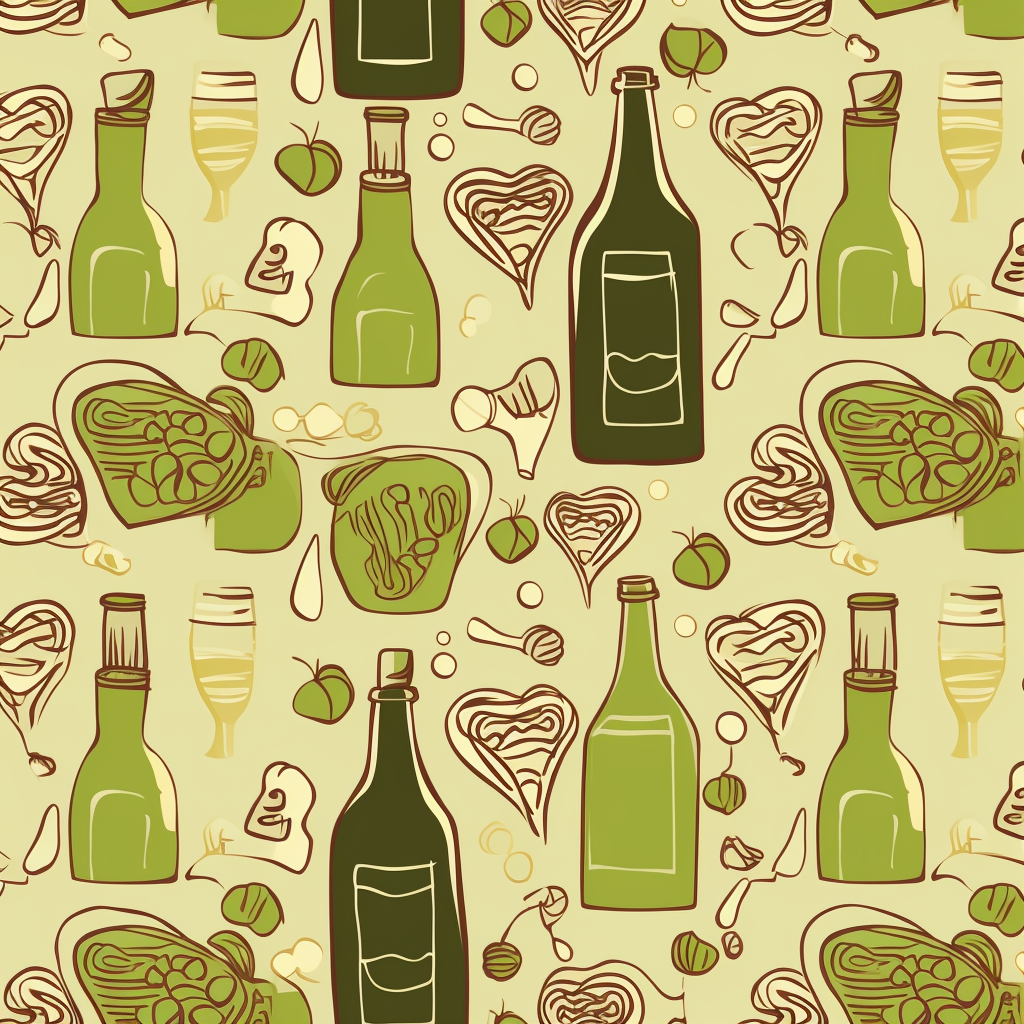 Dog Paws Hearts Wine Bottles Background