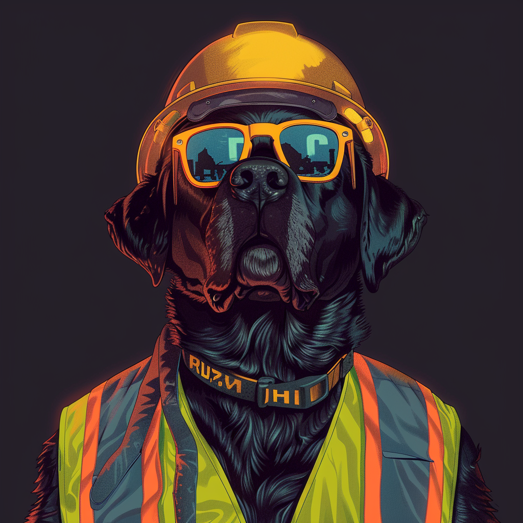 Dog in Sunglasses and Hardhat