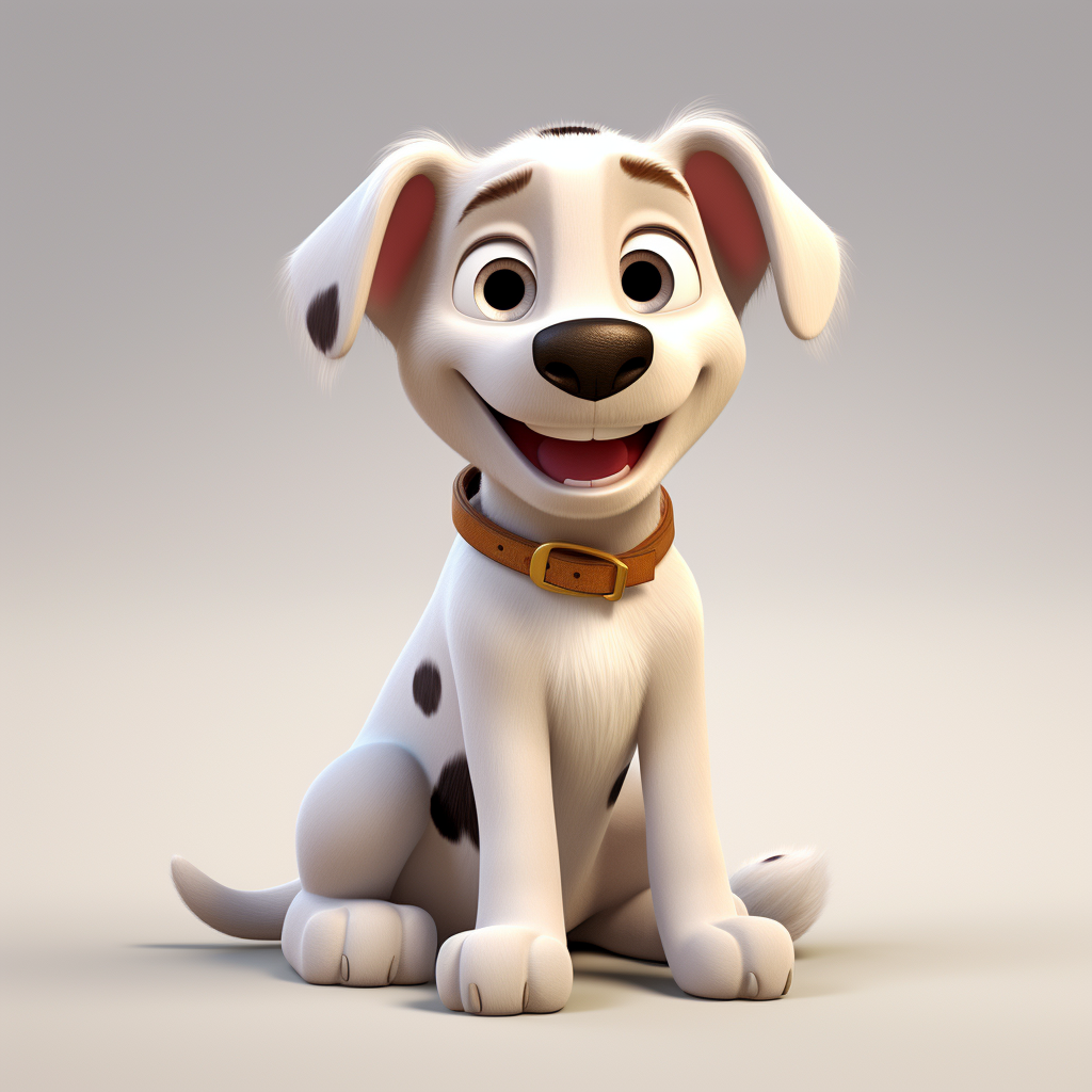 Adorable dog in Pixar-style animation