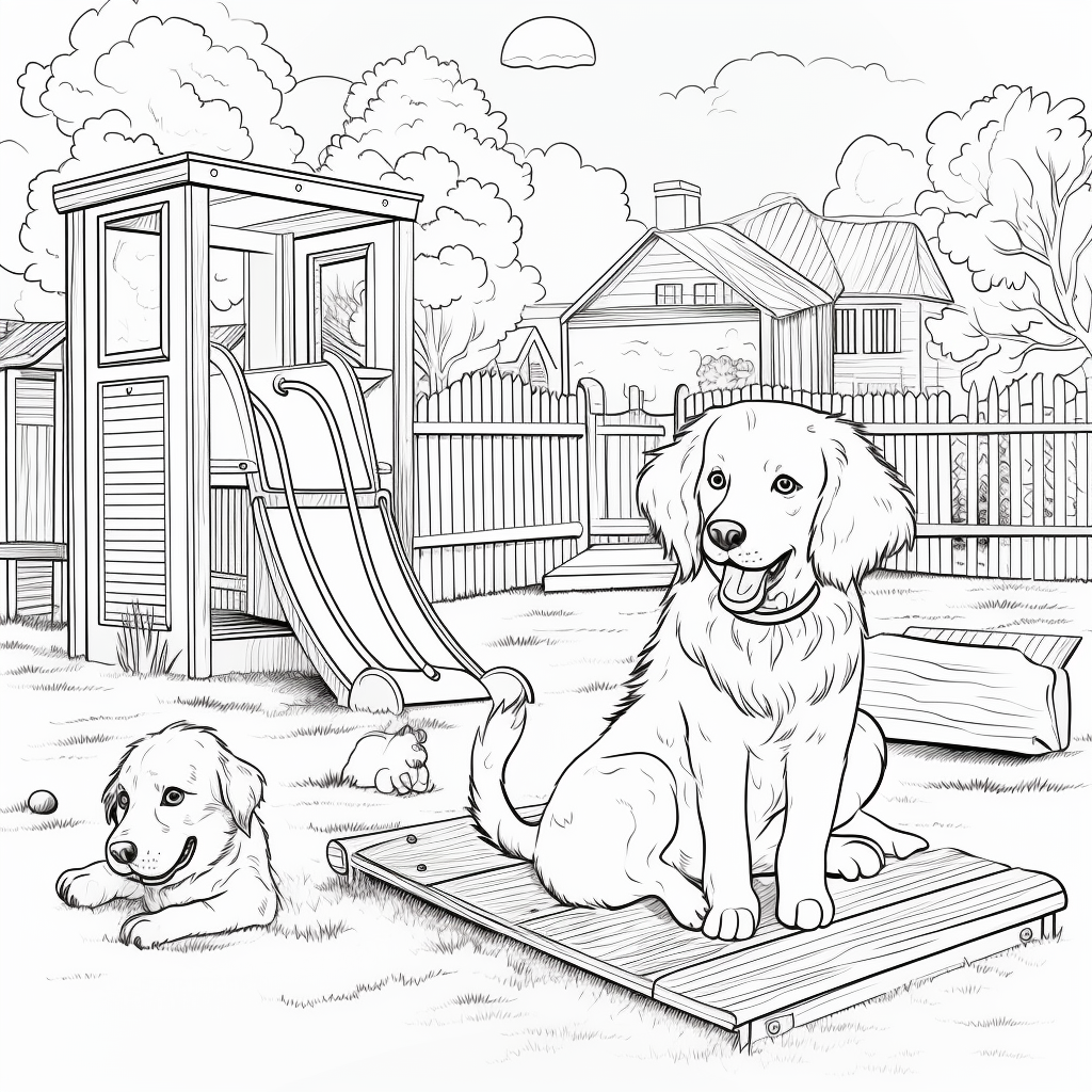 Dog Playground Coloring Book