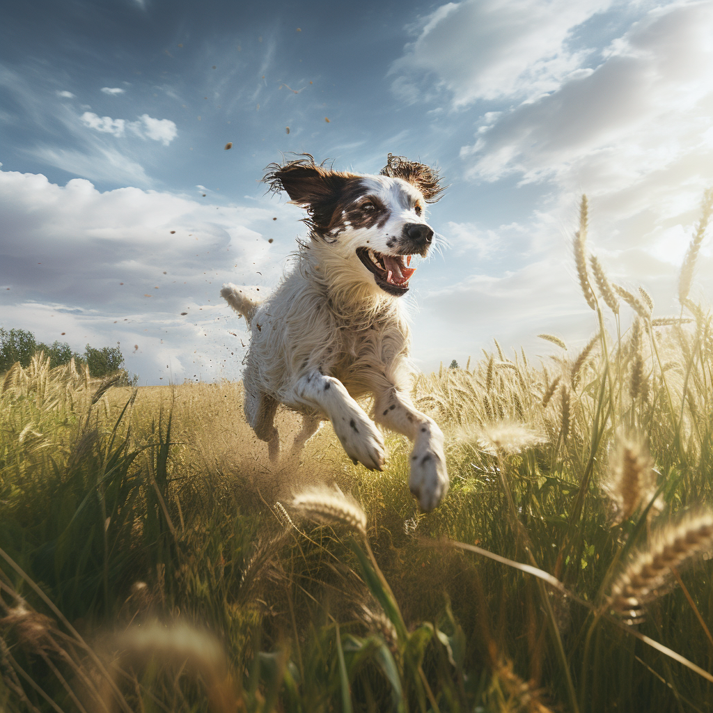 Dog running in field