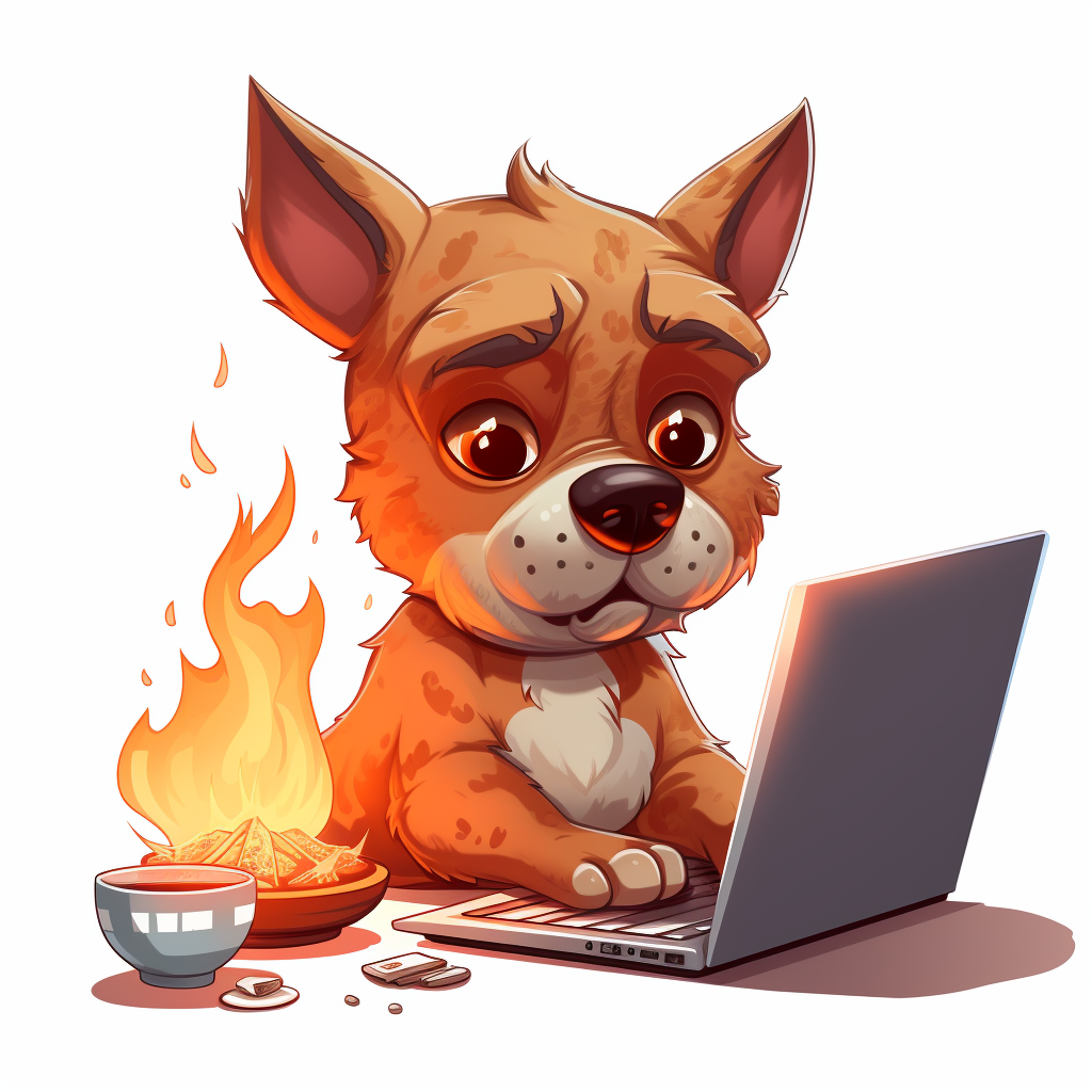 Cartoon dog software developer burn deadlines