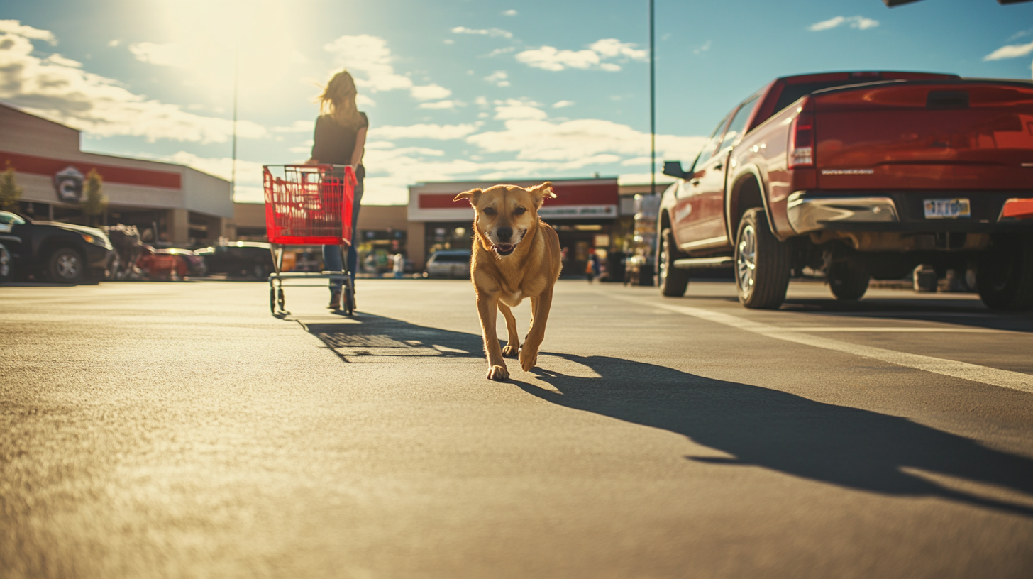 dog tractor store parking lot