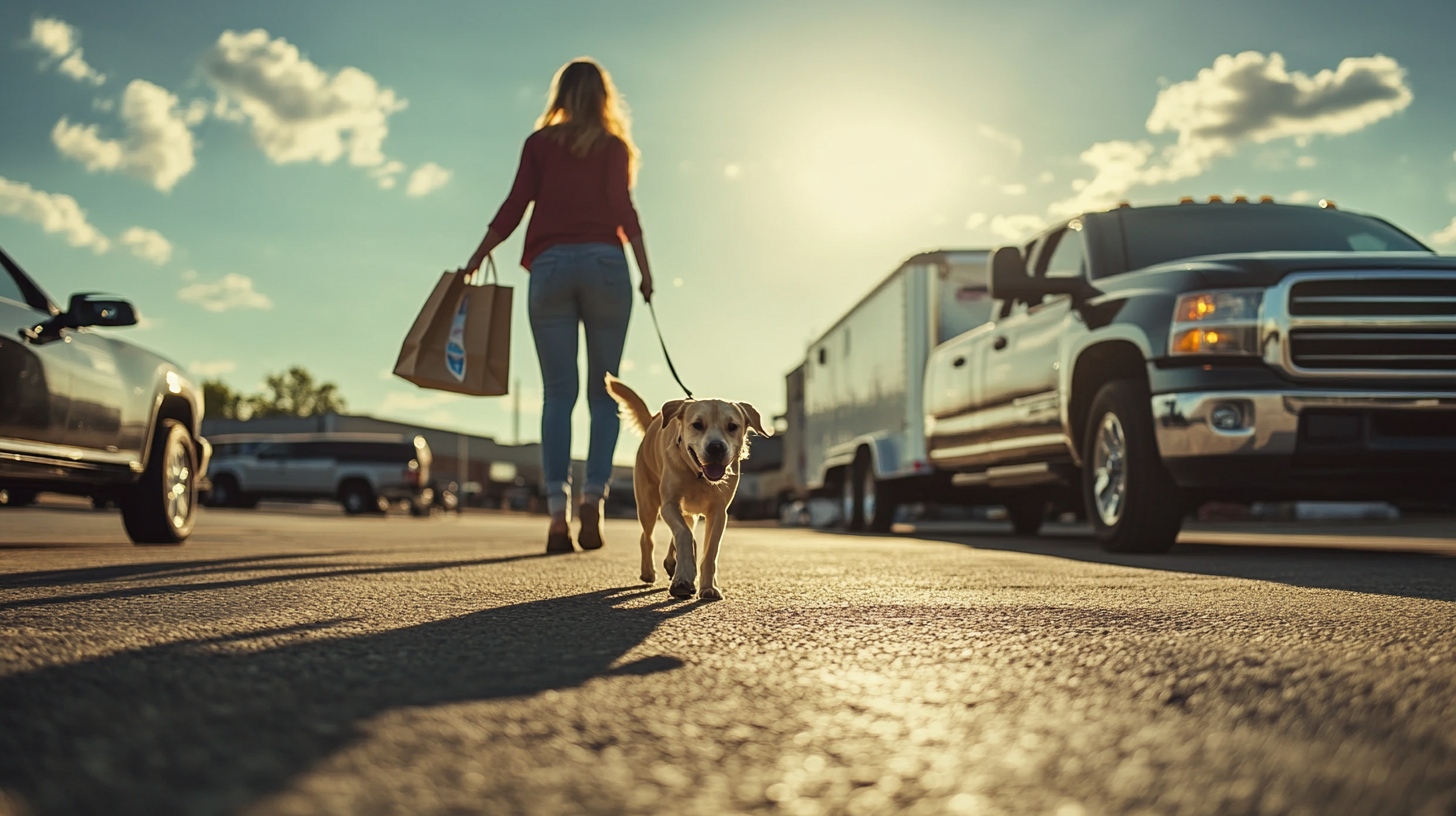 Woman, Dog, Tractor Supply Store