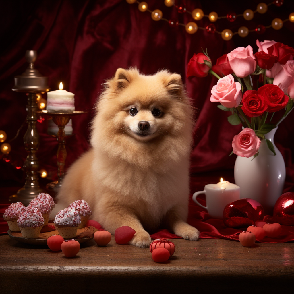 Cute dog celebrating Valentine's Day