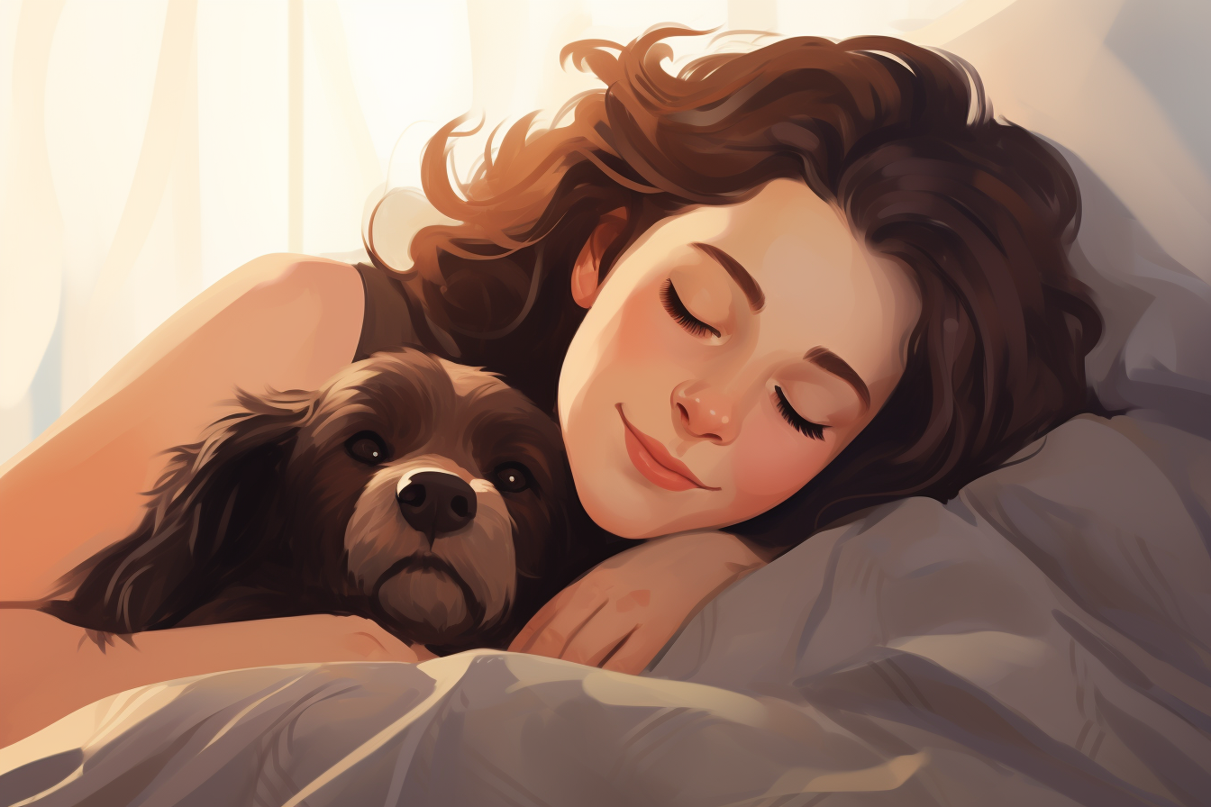 Dog and Woman Sleeping Together