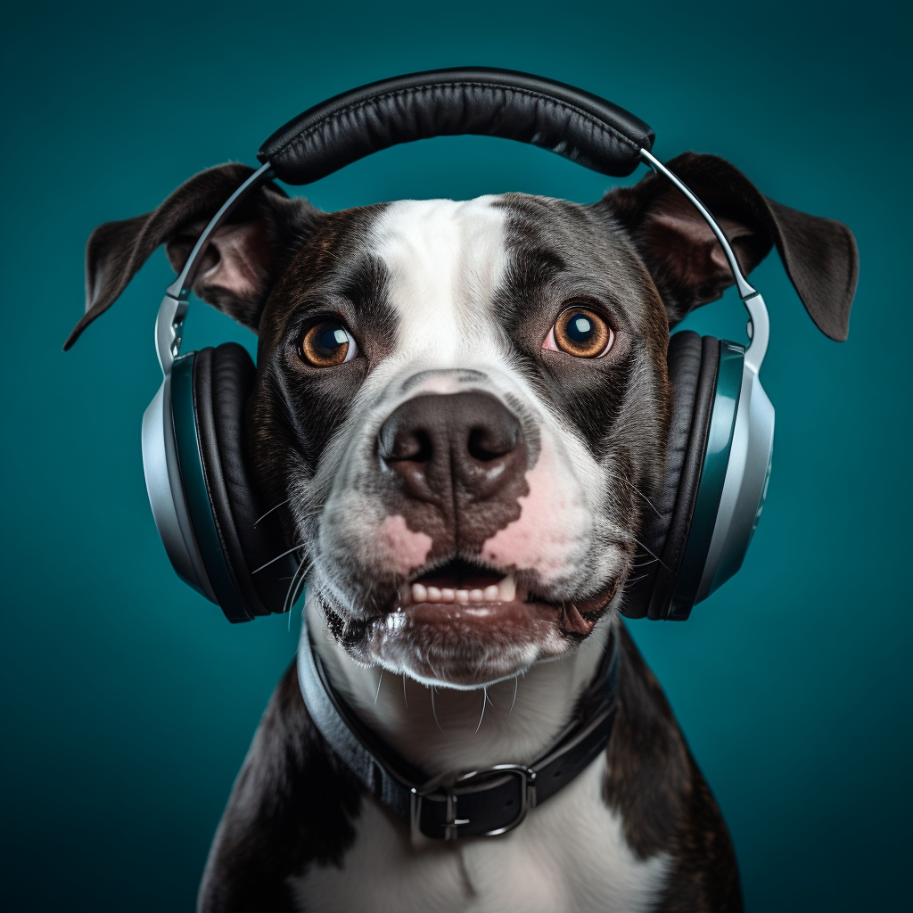 Cute dog wearing headphones