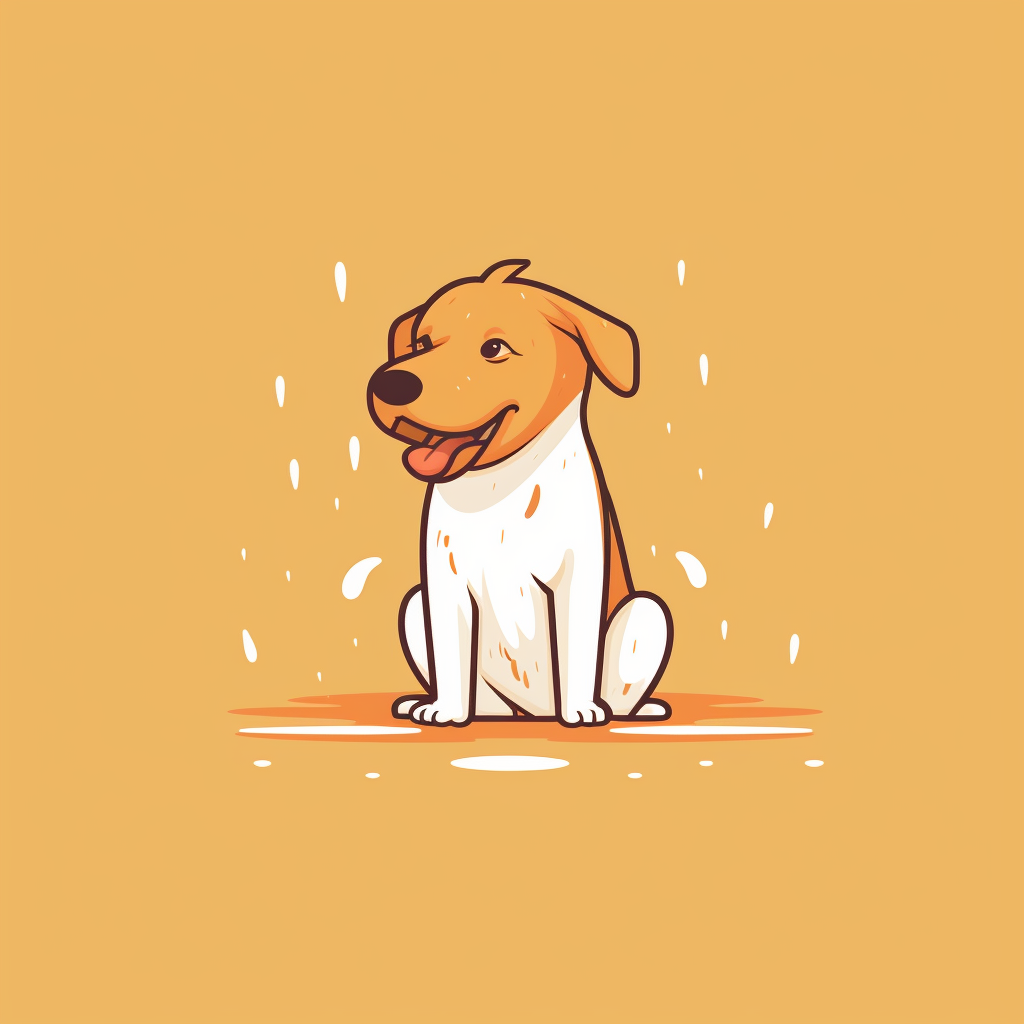 Illustration of a dog peeing playfully