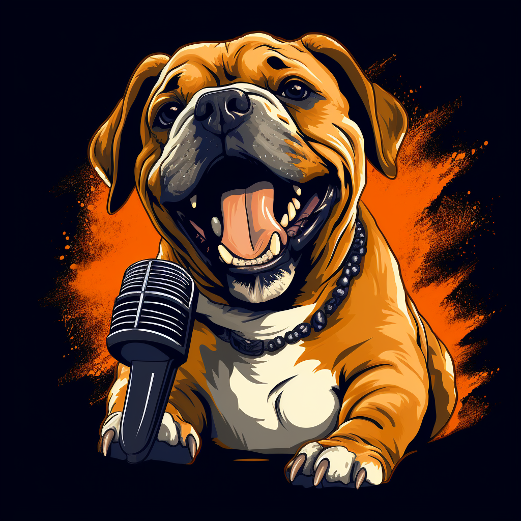 Funny dog singing with joy