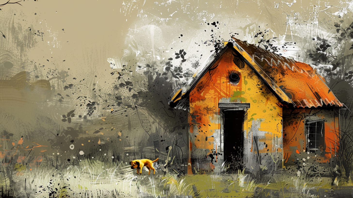 Doghouse Painting in Orange and Yellow