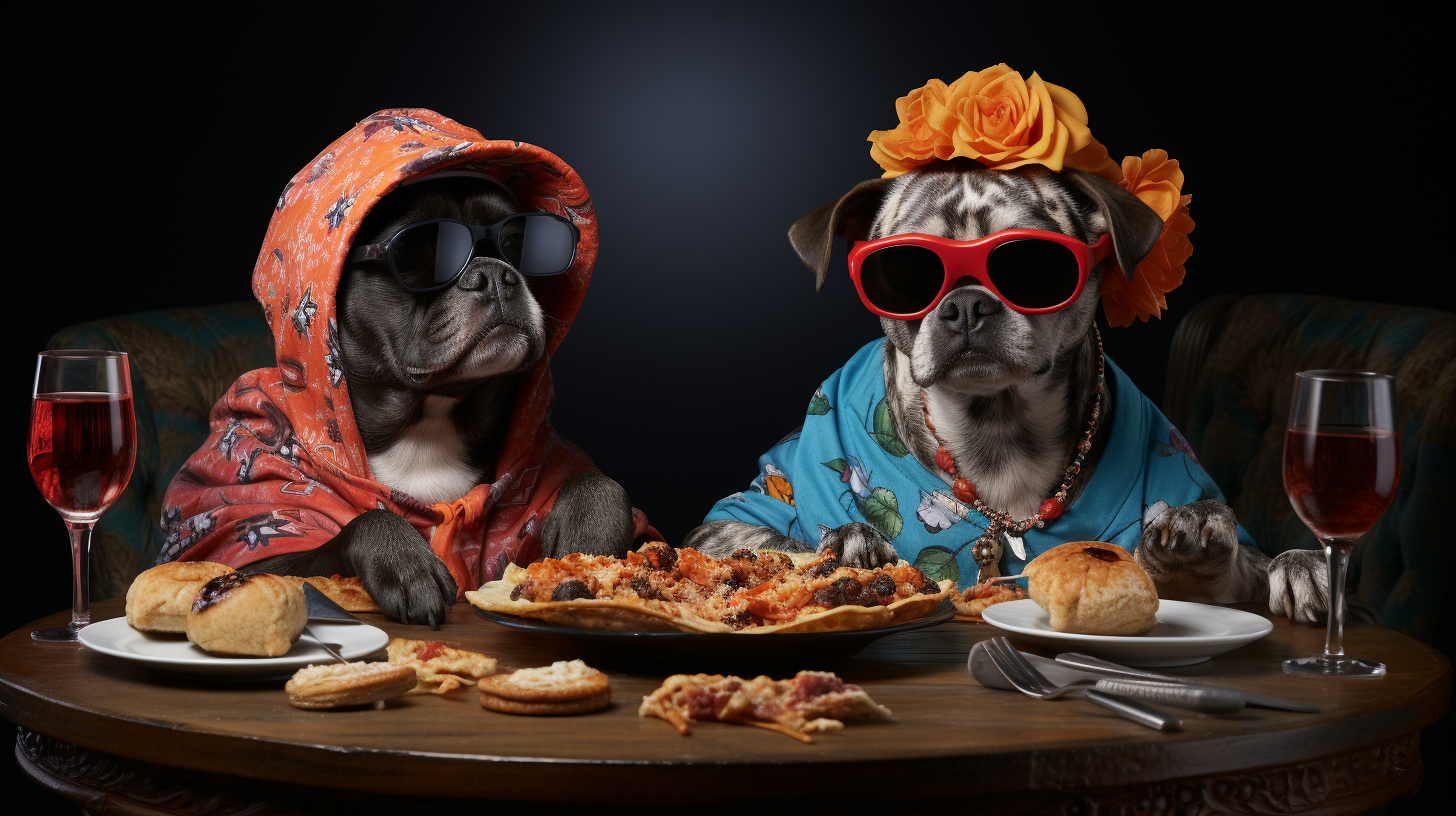 Dogs eating pizzas fashionable California dogs