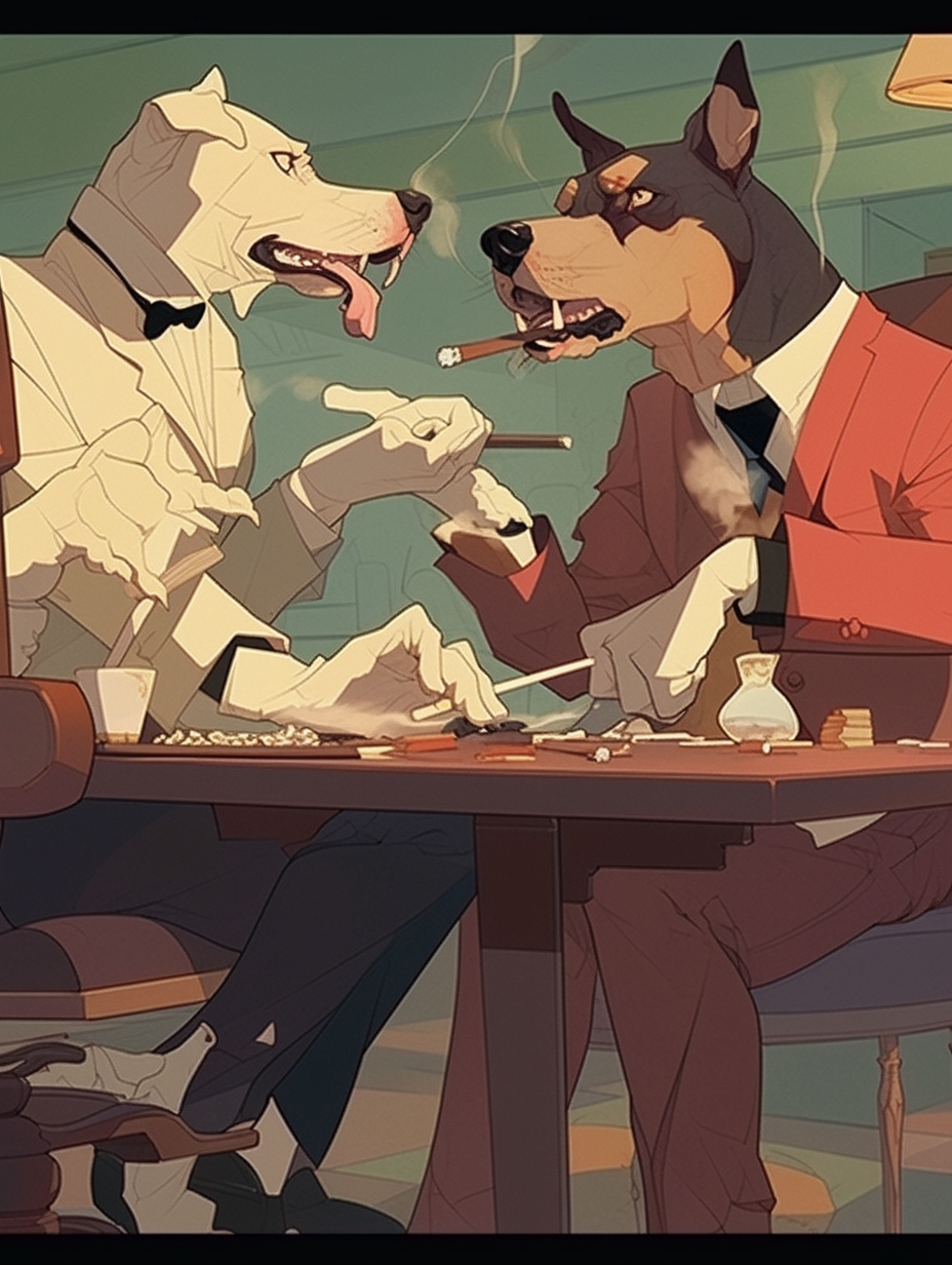 Expressive artwork of Dogs Playing Poker