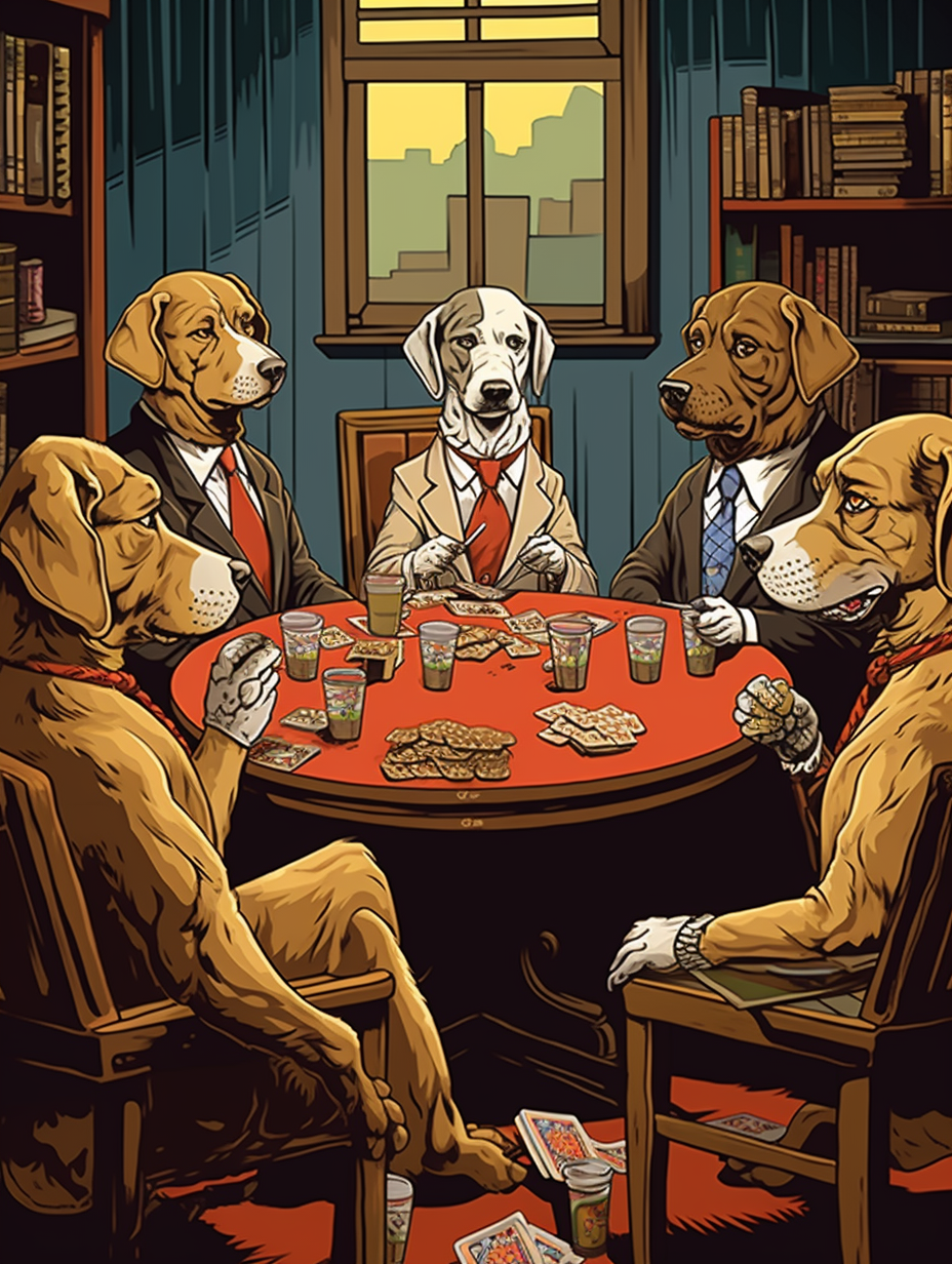 Dogs Playing Poker Artwork Fun Animals