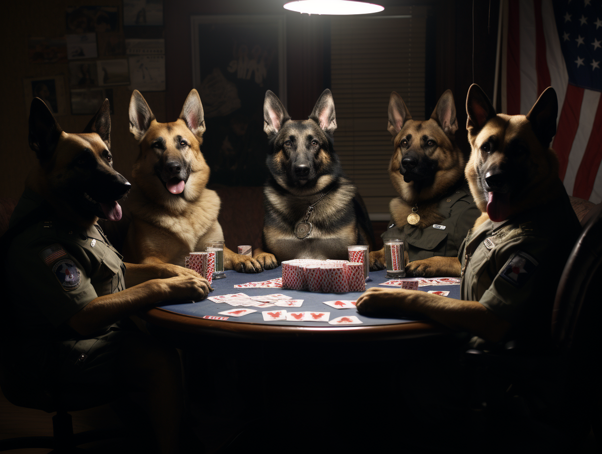 Clever canines playing a high-stakes poker game