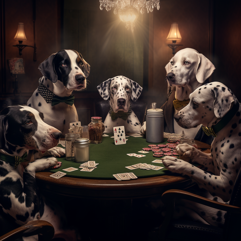 Dogs playing poker mafia style