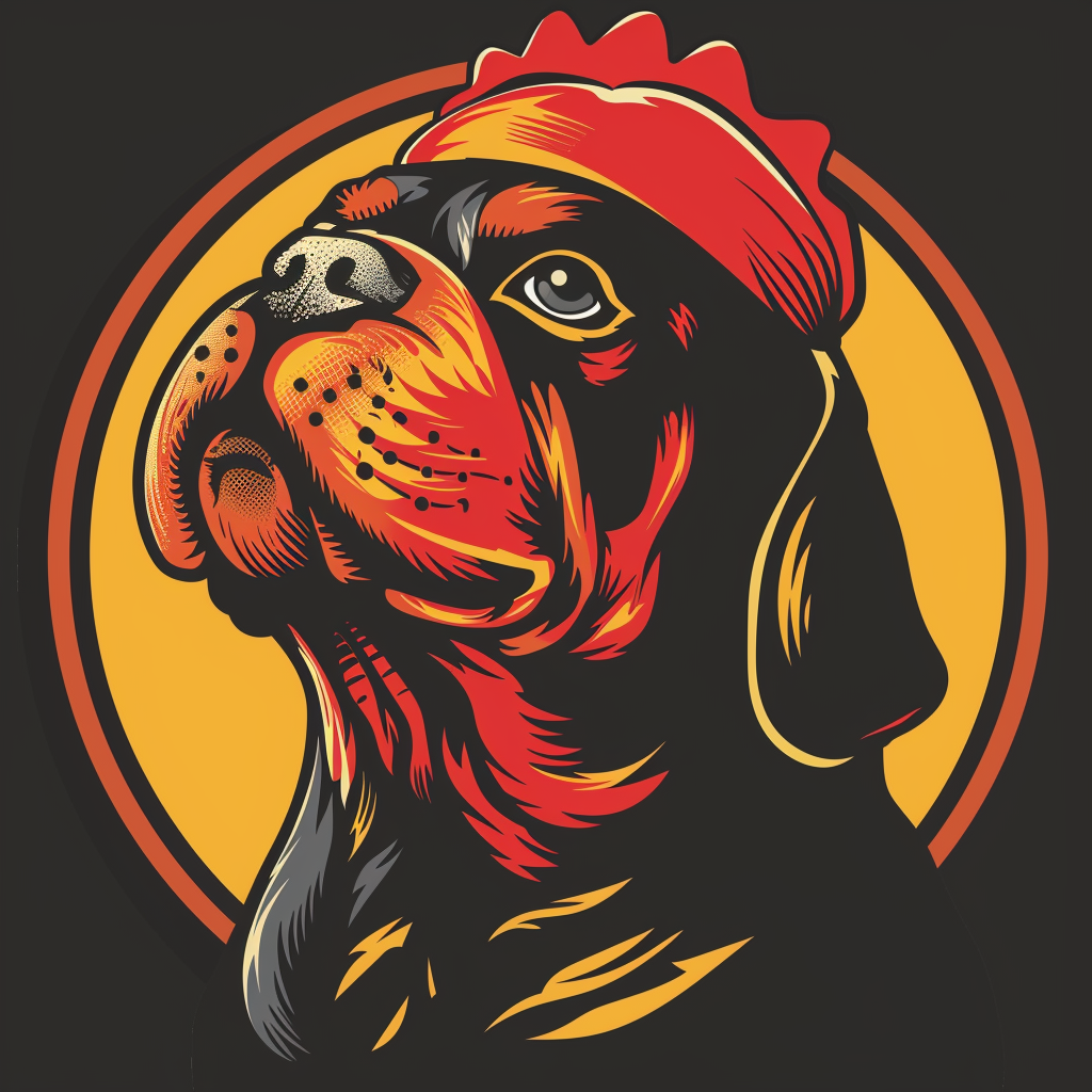 Dog food logo with chicken body and dog head