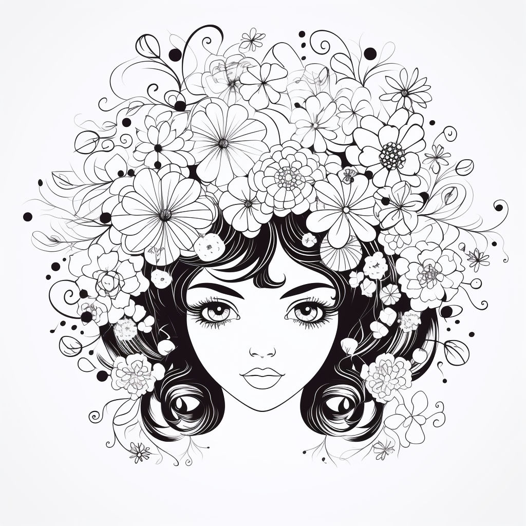 Doll Head Floral Ring Vector Illustration