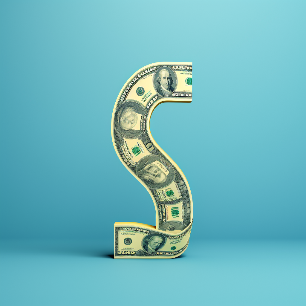 Illustration of a dollar sign and a rising arrow on a blue background