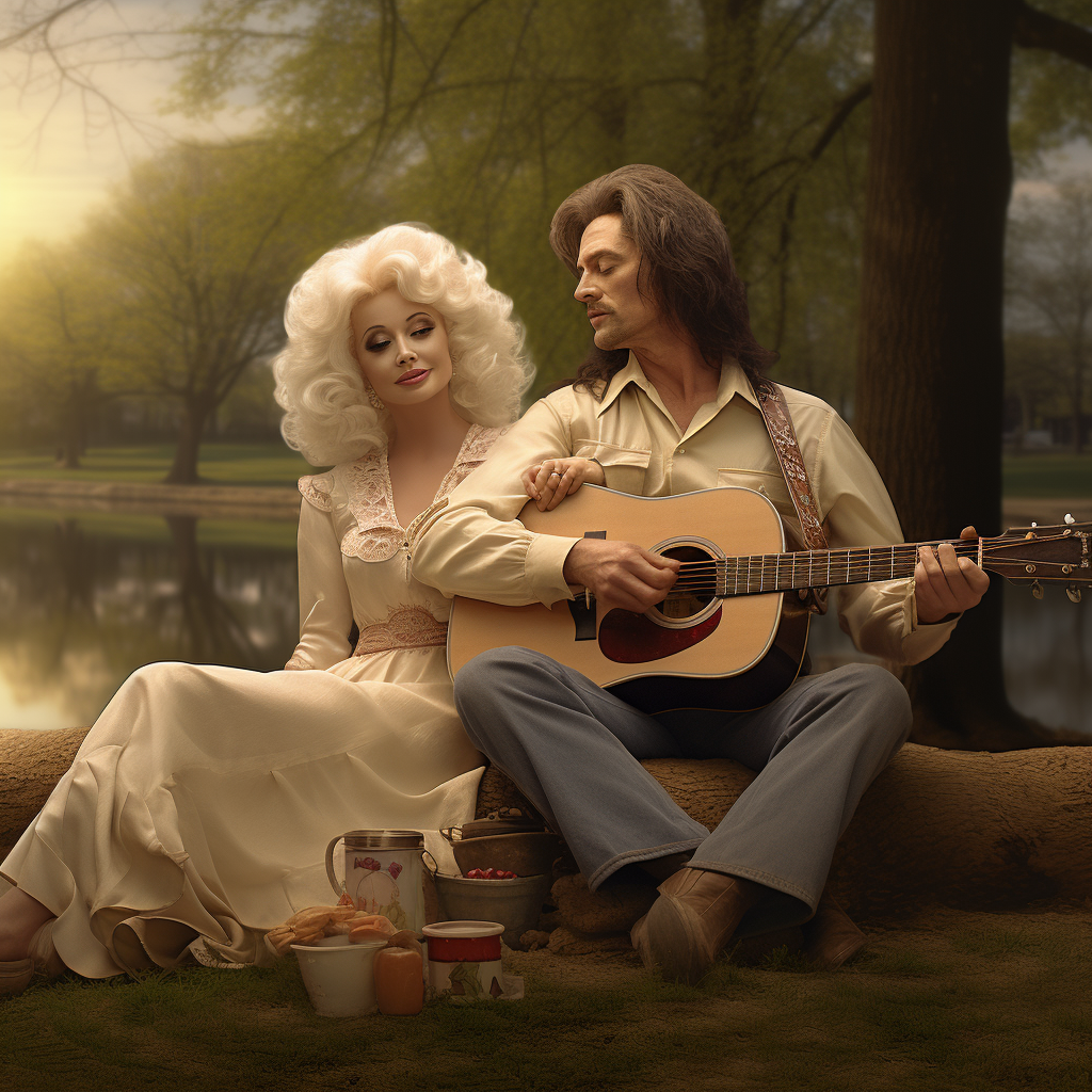 Dolly Parton and Carl Dean in the park