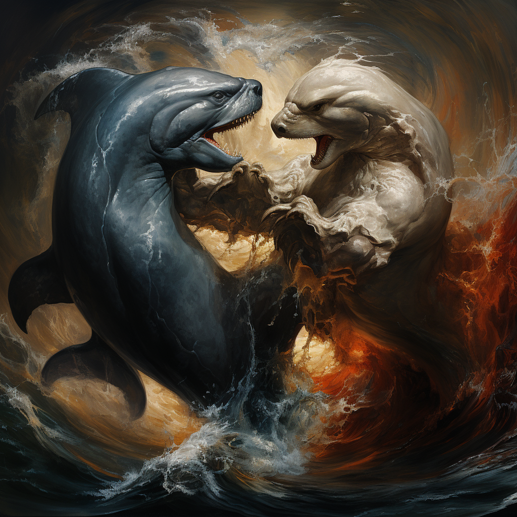 Exciting dolphin and panther fight