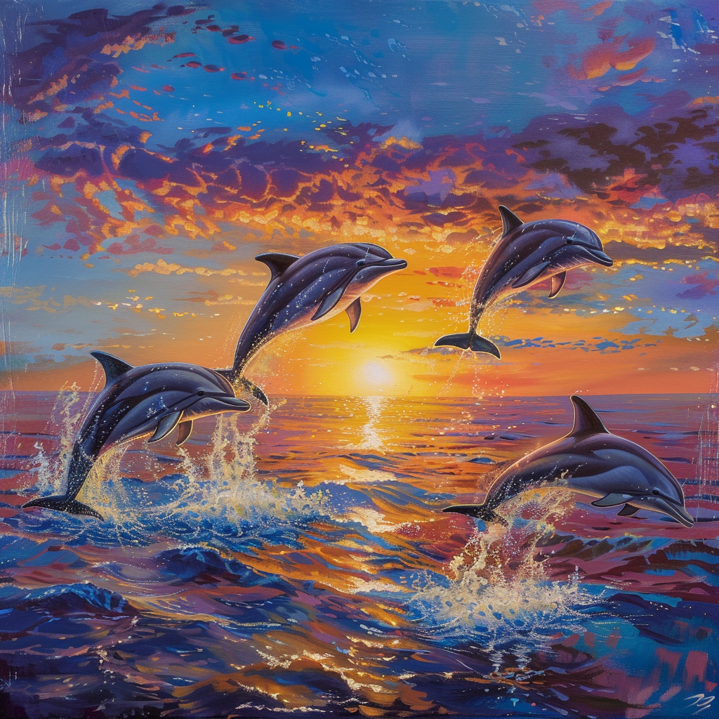 Dolphins swimming in tropical seas