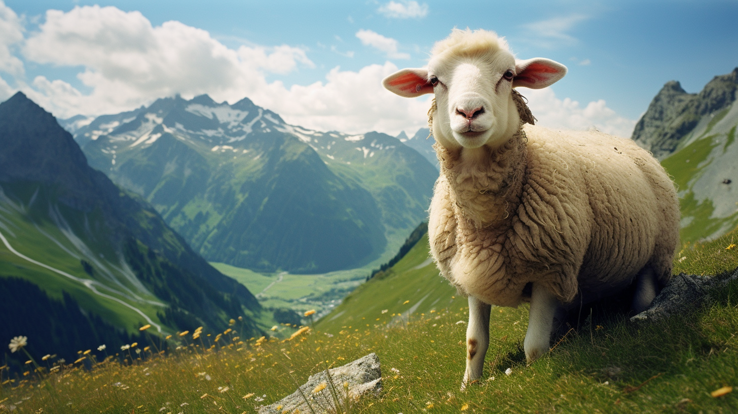 Doly the Sheep on the Alps