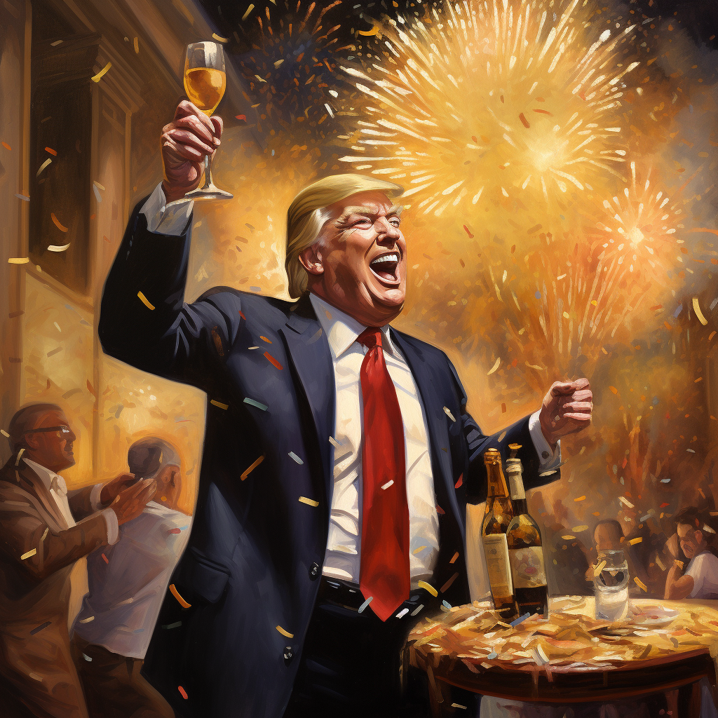 Donald Trump celebrating success with enthusiasm