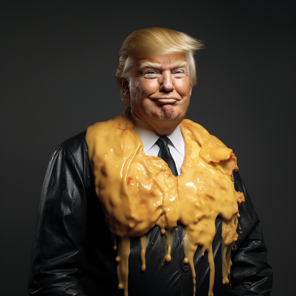 Donald Trump covered in grease