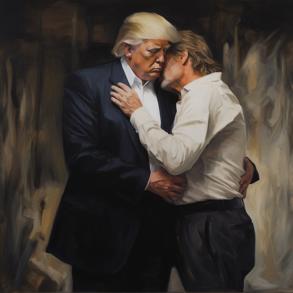 Donald Trump embracing an American white man