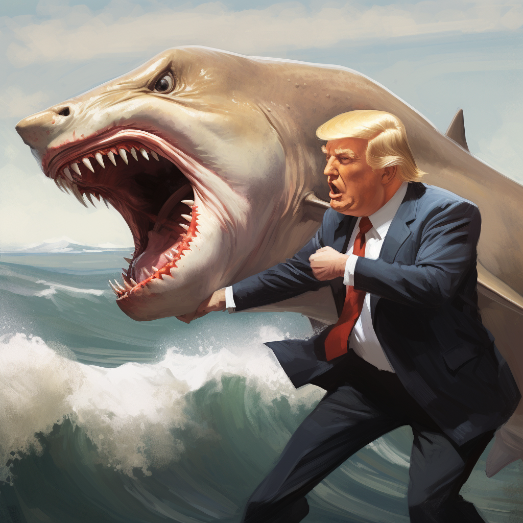 Donald Trump battling a shark