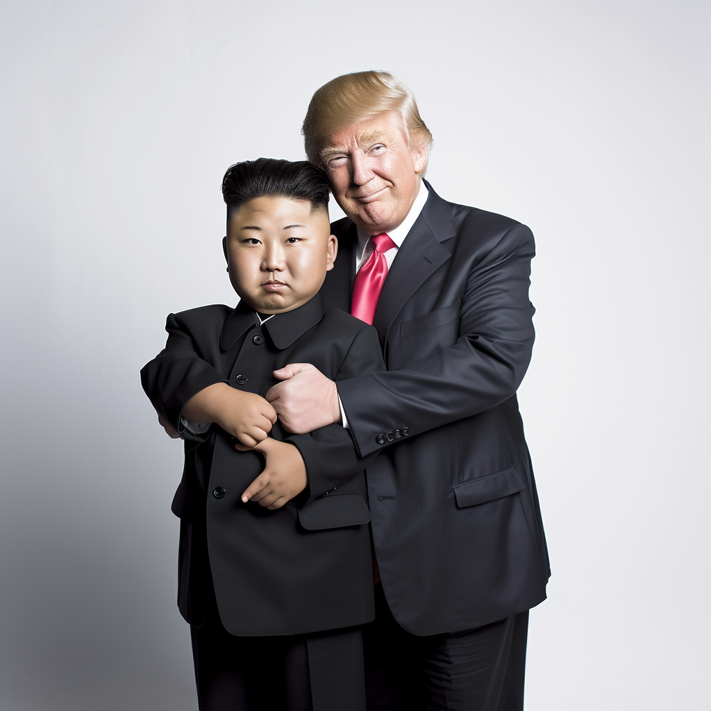 12-year-old Donald Trump and Kim Jong Un posing