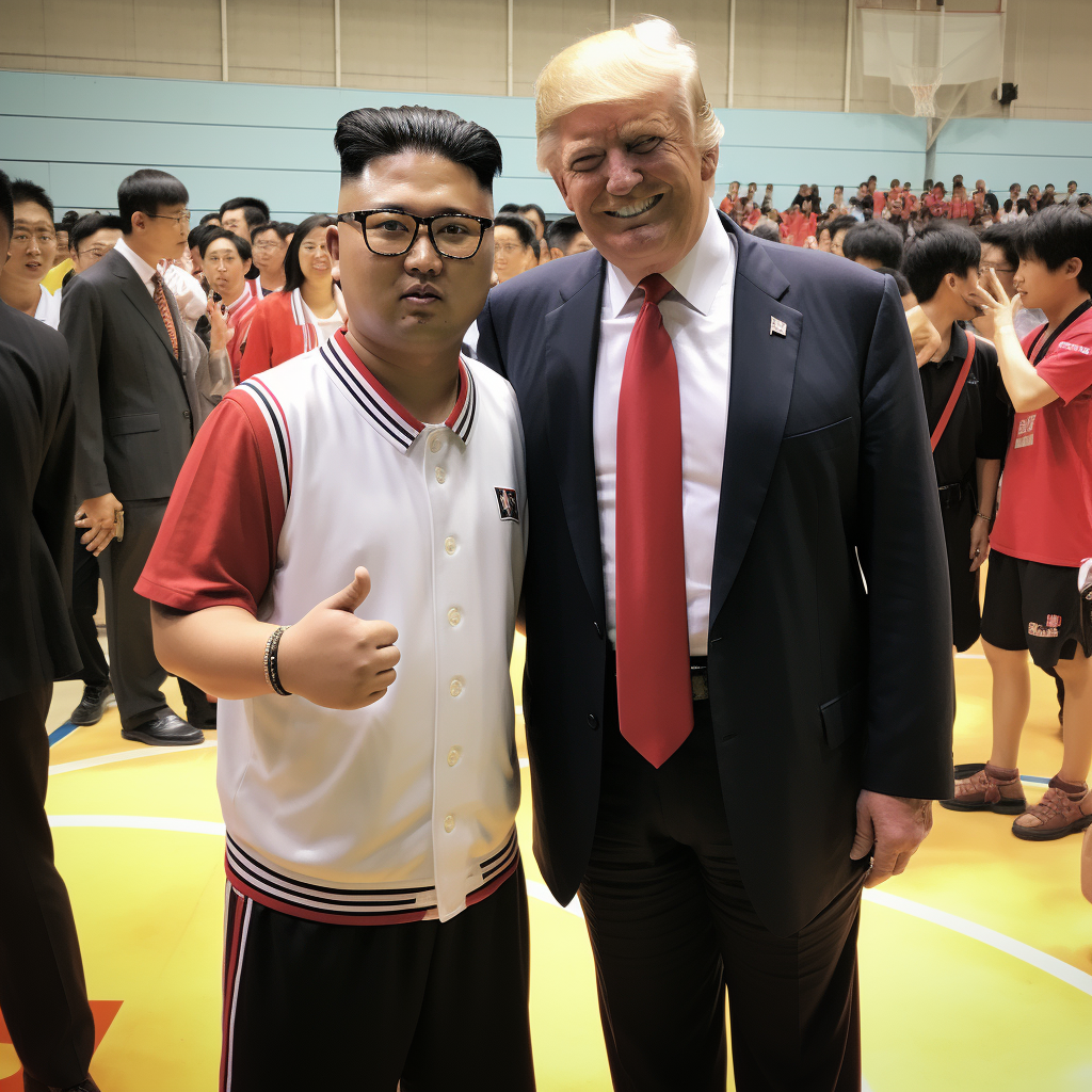 Young Teenagers Donald Trump and Kim Jong Un Posing