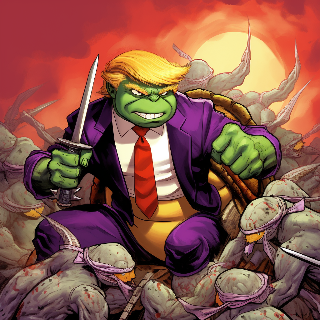 Donald Trump Ninja Turtles Fight Shredder Cartoon