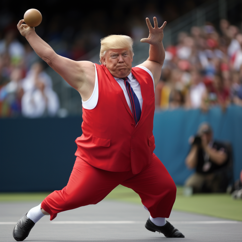 Donald Trump throwing shotput at Olympics