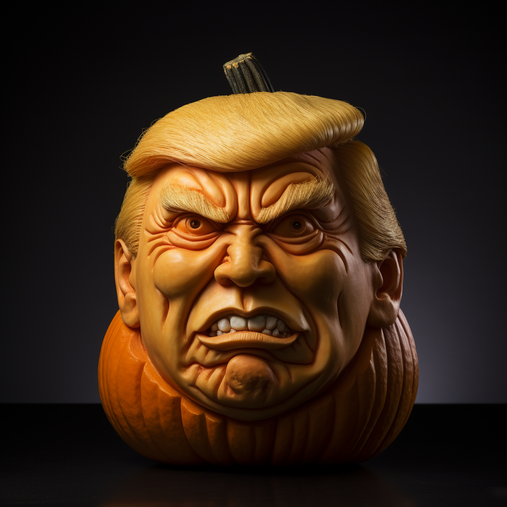 Halloween pumpkin with Donald Trump's face