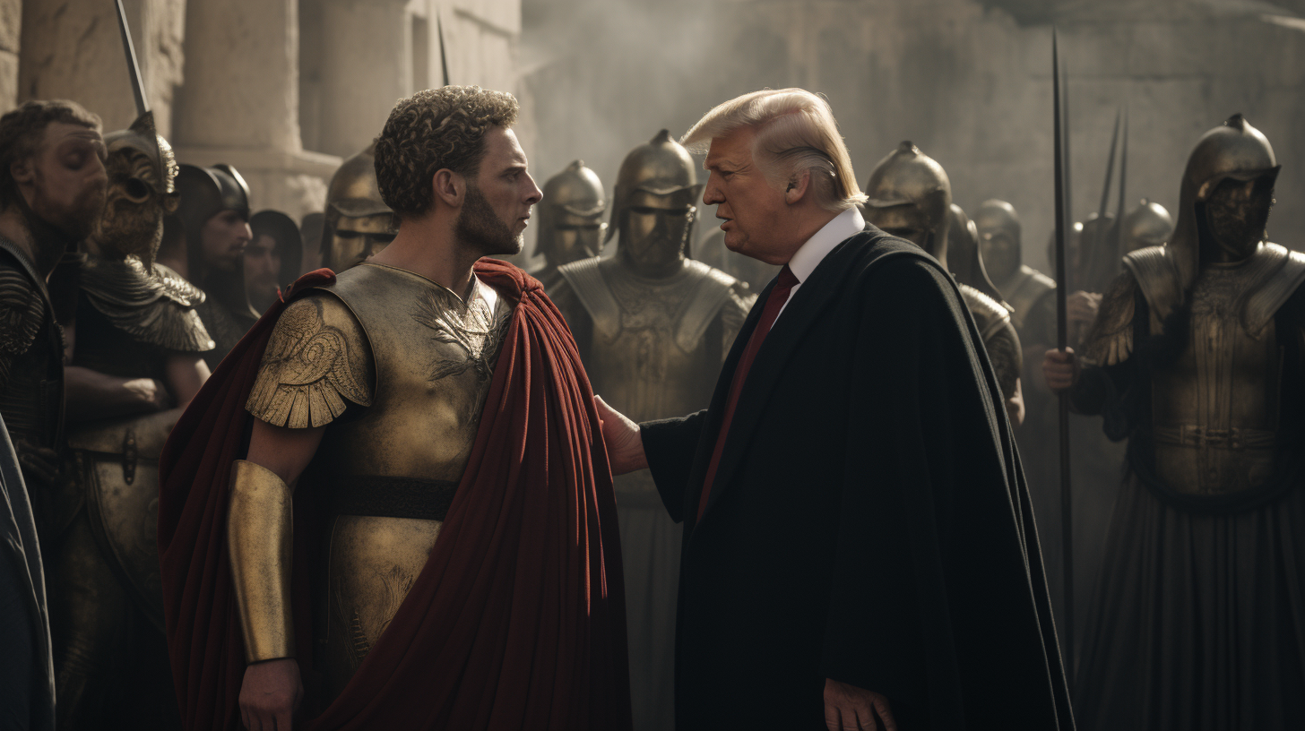 Donald Trump meeting Julius Caesar in Roman Empire