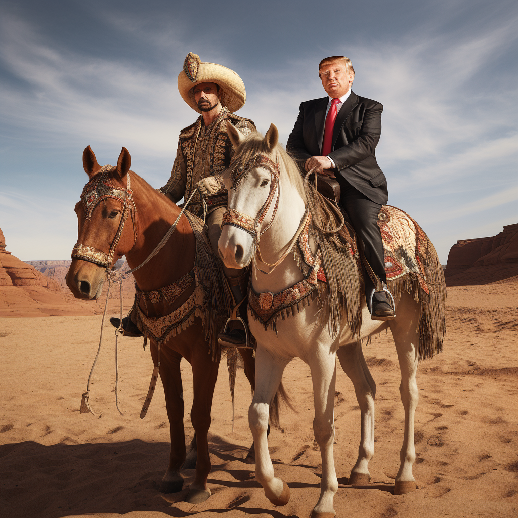 Donald Trump and Vladimir Putin Riding Horses in Sahara