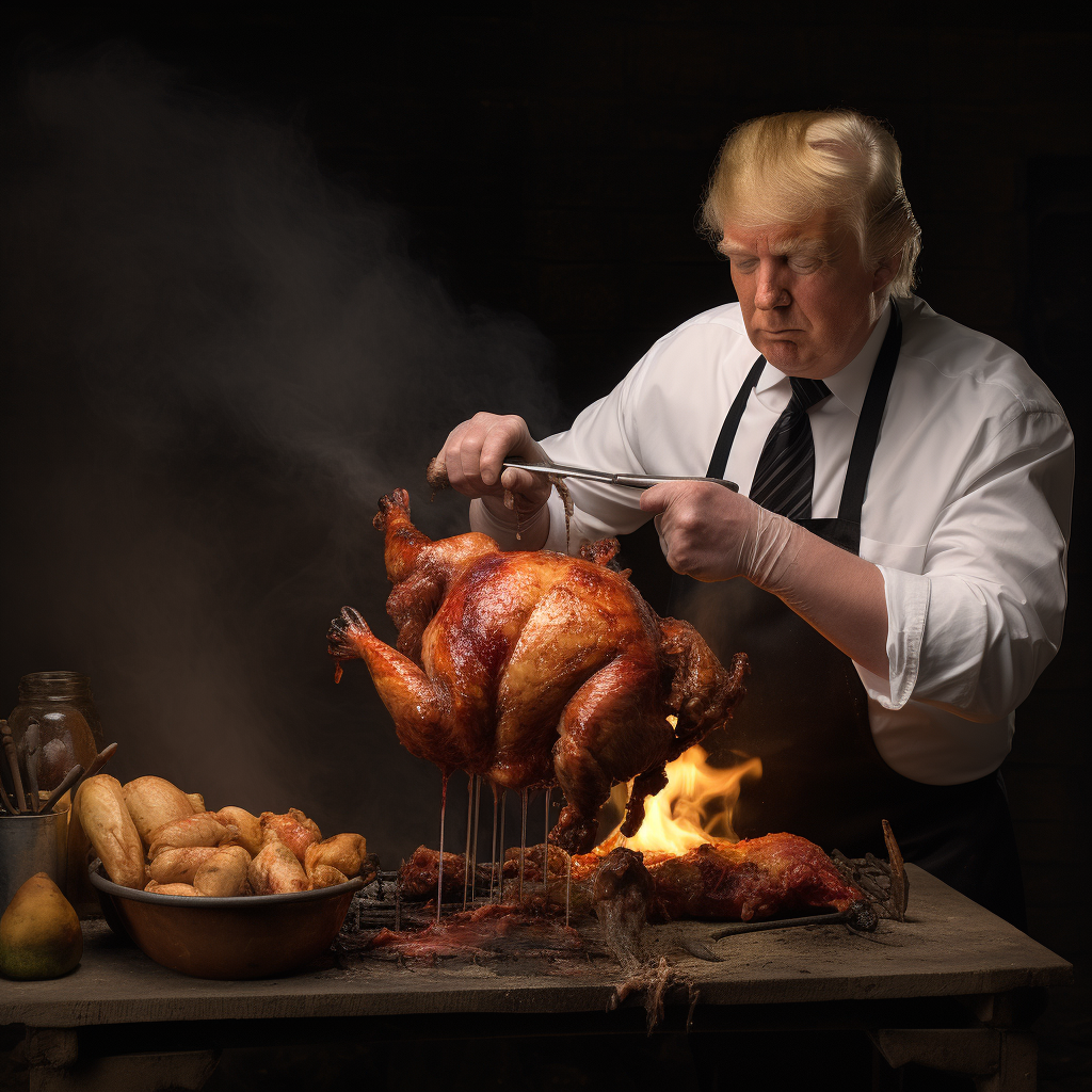 Donald Trump enjoying rotisserie chicken