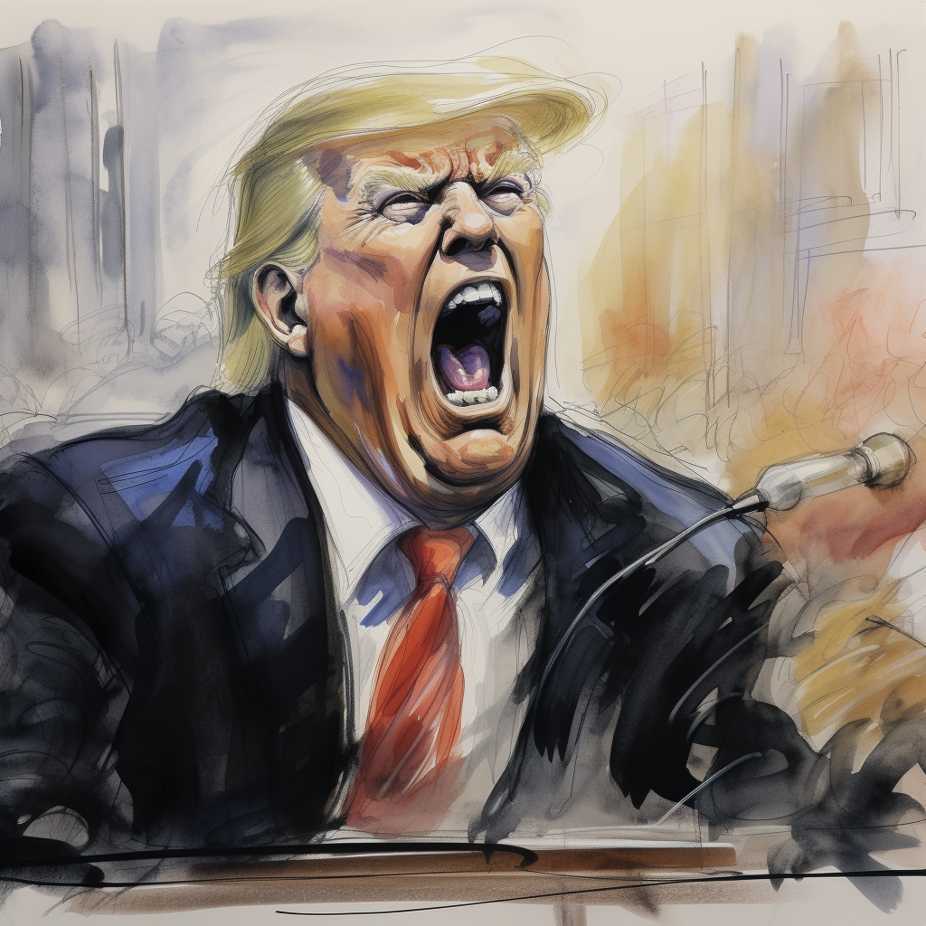 Donald Trump screaming on witness stand