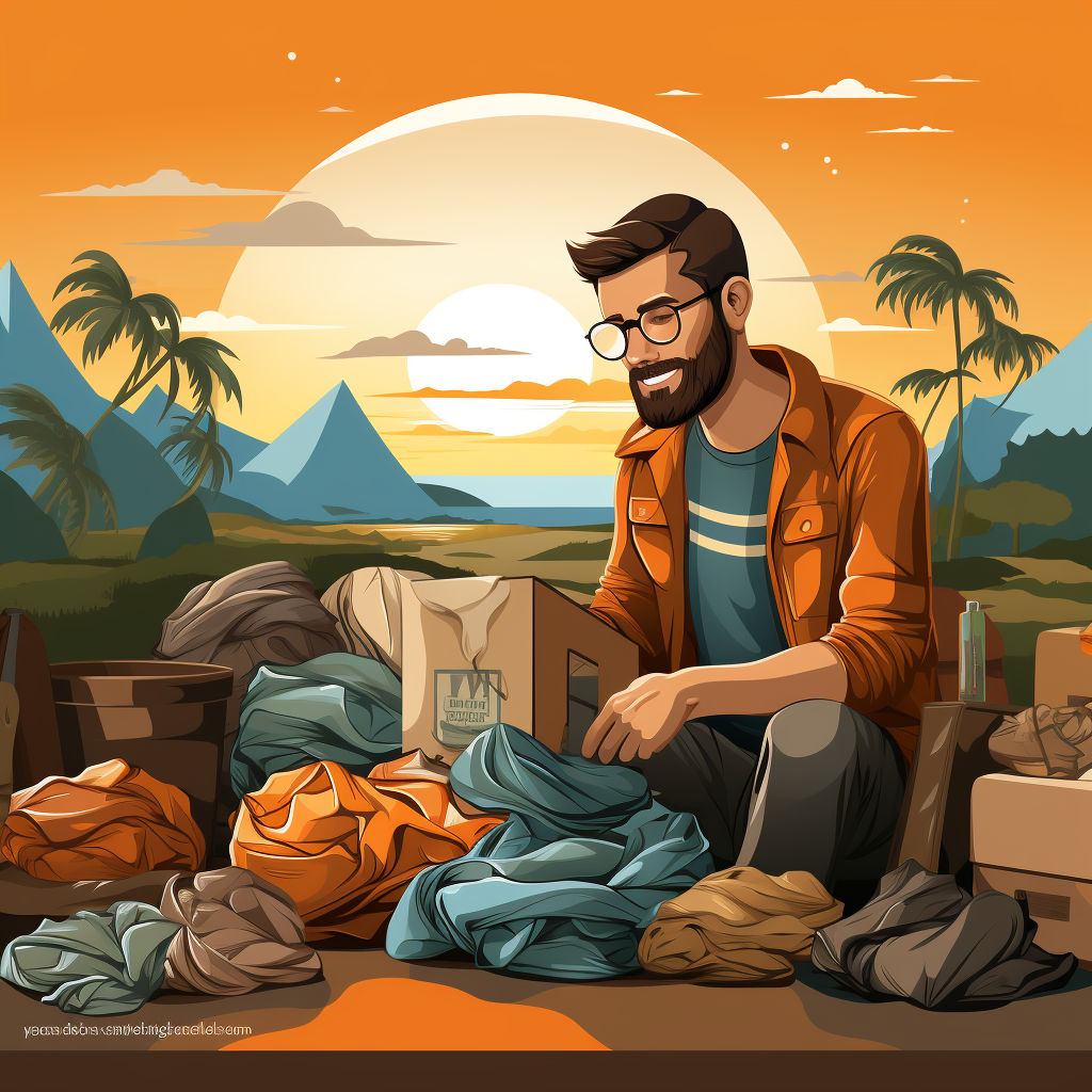 Vector illustration of clothes being packed for donation