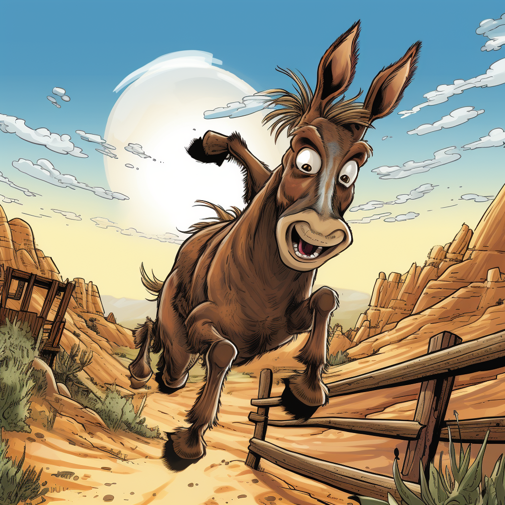 Donkey bucking in Moab cartoon