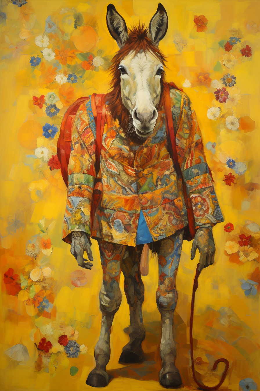 Beautiful donkey in Klimt style